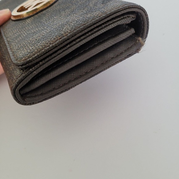 MICHAEL KORS MK Fulton Gusset Carryall Brown Saffiano Leather Envelope Wallet - Picture 13 of 14